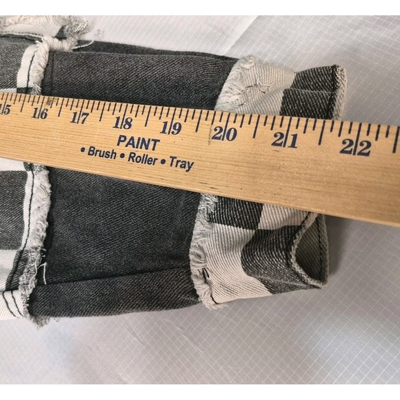 Pol Boutique Brand Wmn Sm. Distressed Patched Fringe Blk Gray Denim Jacket EUC - Picture 14 of 16